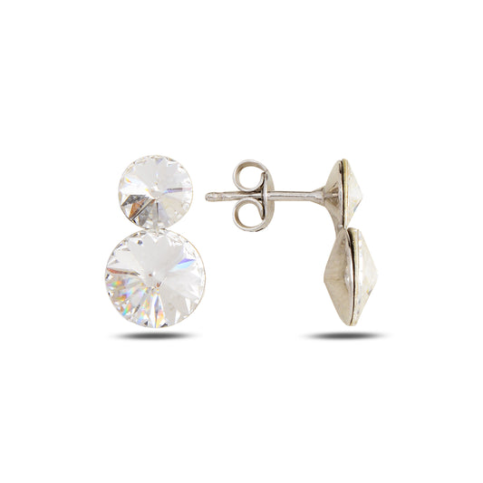 Swarovski PUNTO silver earrings with white rhodium and clear crystal