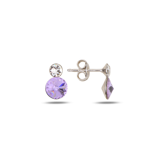 Swarovski PUNTO silver earrings with white rhodium and purple crystal