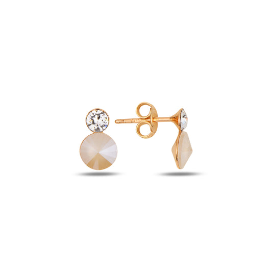 Swarovski PUNTO silver earrings with rose gold and champagne colored crystal