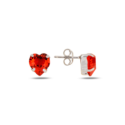 Swarovski BELLONA silver earrings with white rhodium and red crystal