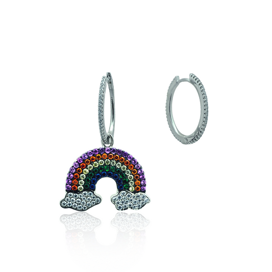 Swarovski Weiße Regenbogen-Silberohrringe