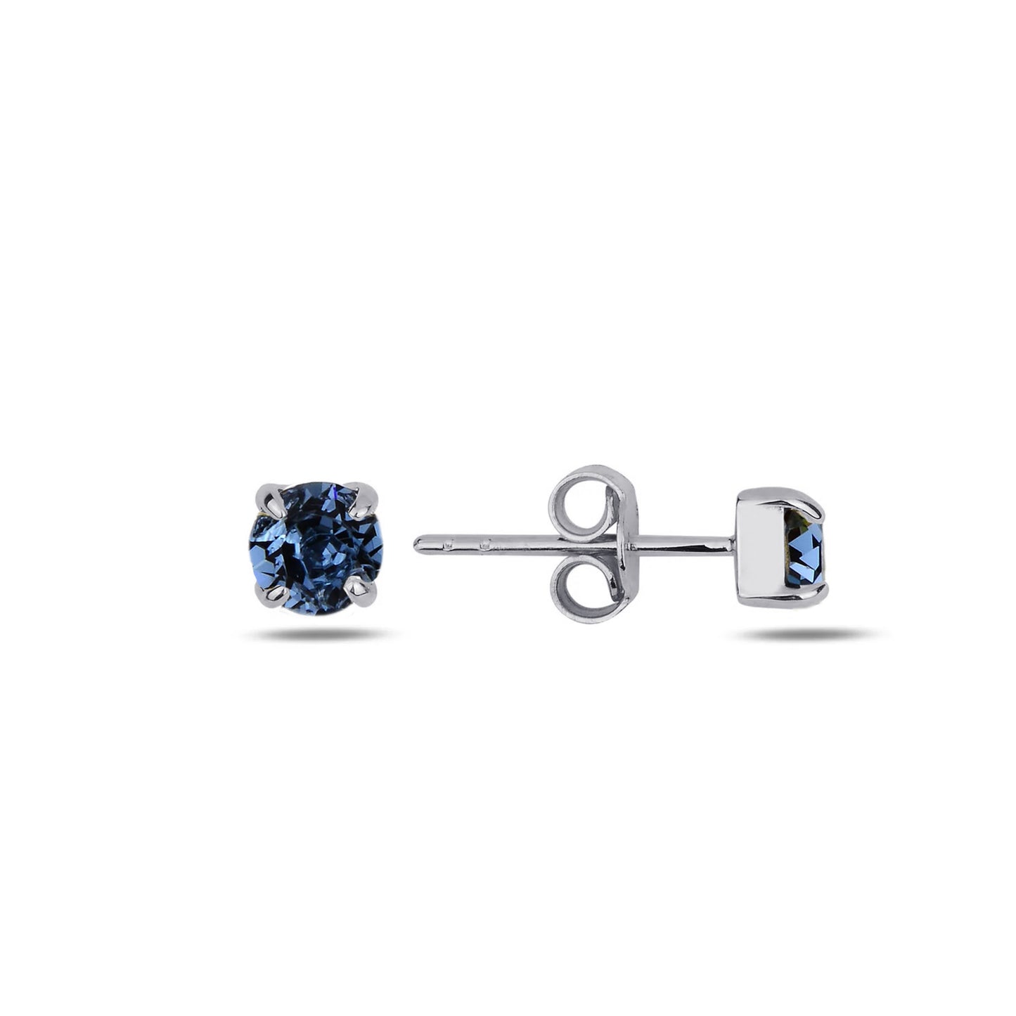 Swarovski CLASSIC BEAUTY Silberohrringe, weißes Rhodium und blauer Kristall