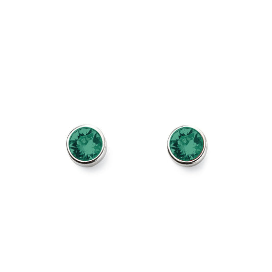 Silver earrings Swarovski CLASSIC BONBON deep green