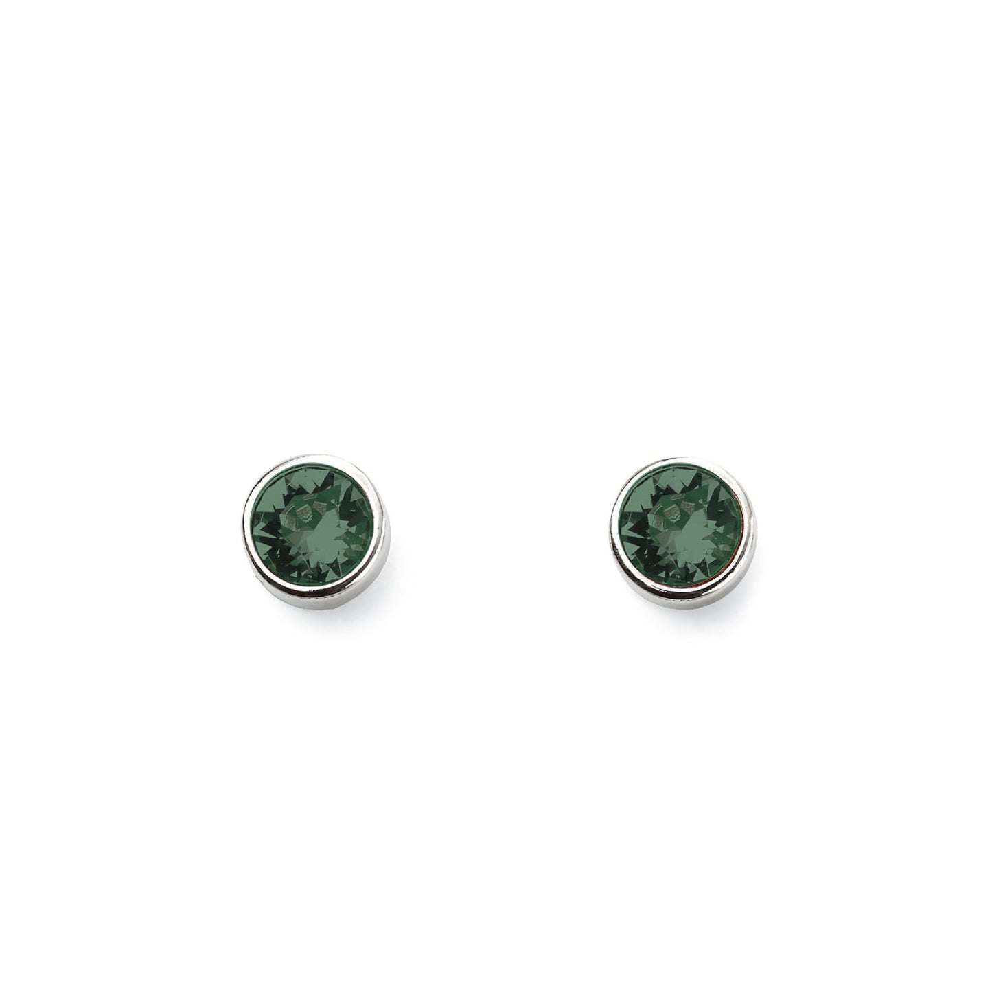 Silver earrings Swarovski CLASSIC BONBON grey-green