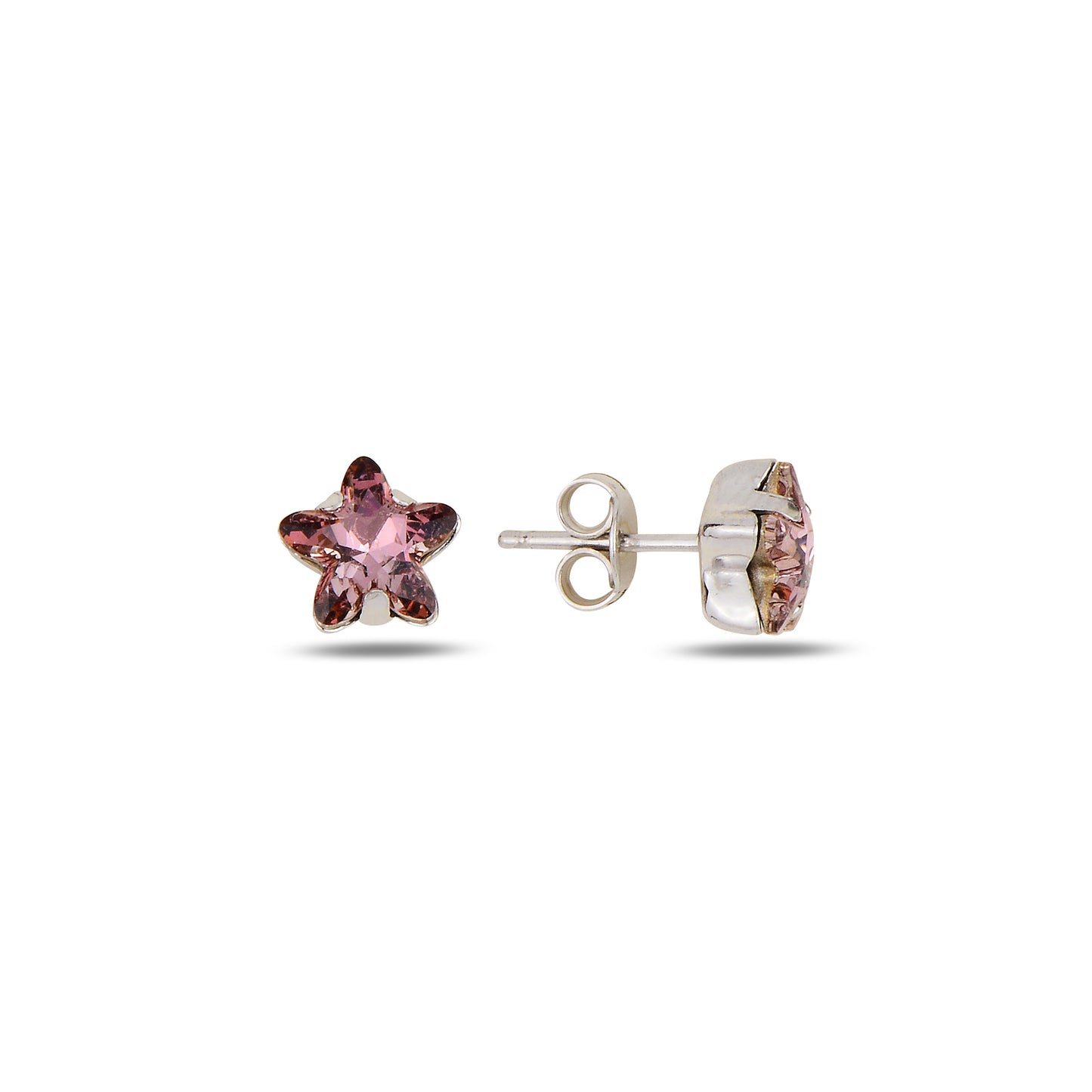 Swarovski NATURA Star silver earrings with white rhodium and purple crystal