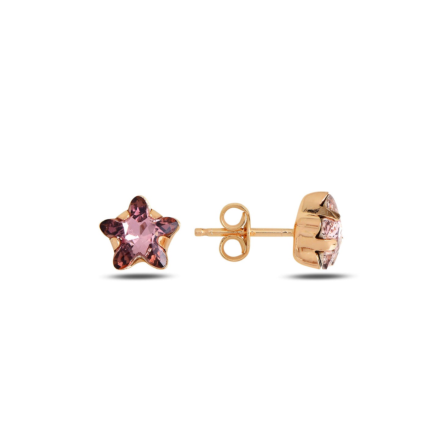 Swarovski NATURA Star silver earrings with rose gold and rose crystal