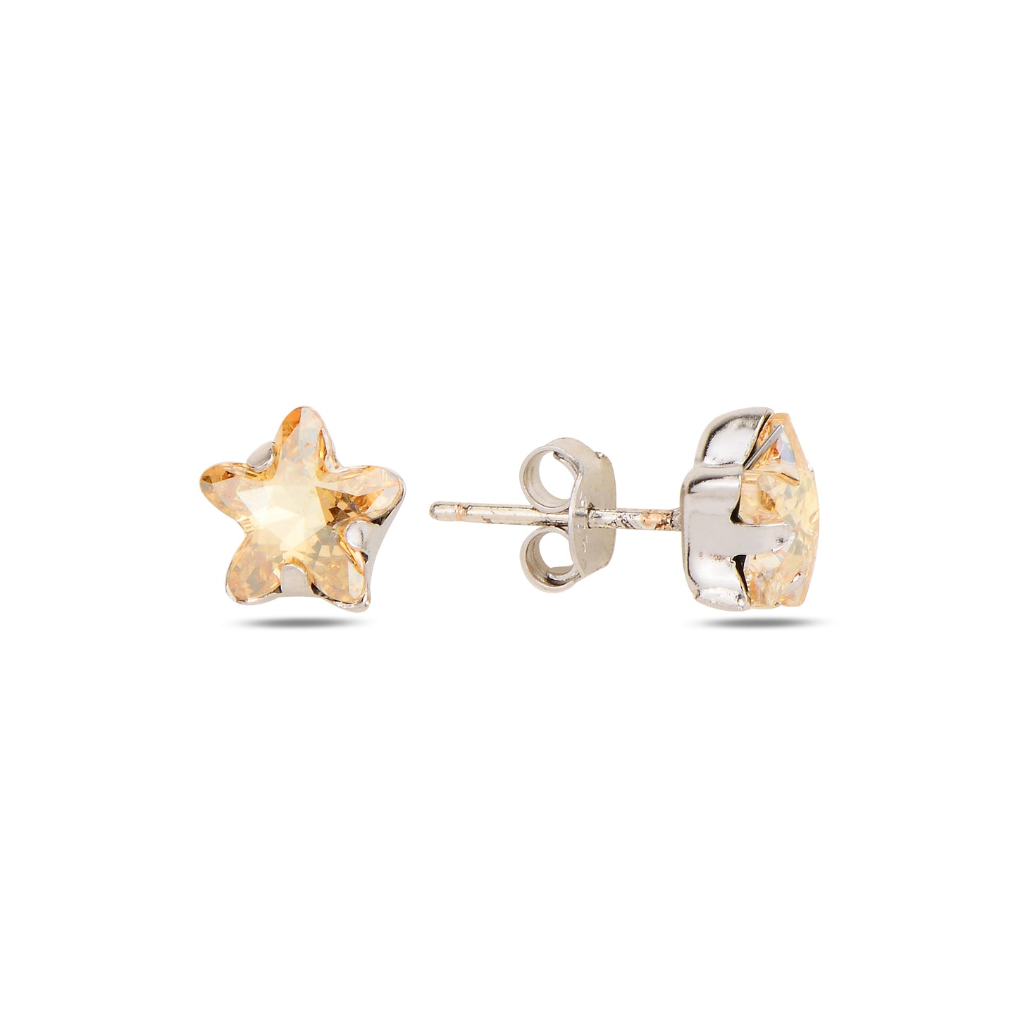 Swarovski NATURA Star silver earrings with white rhodium and champagne crystal