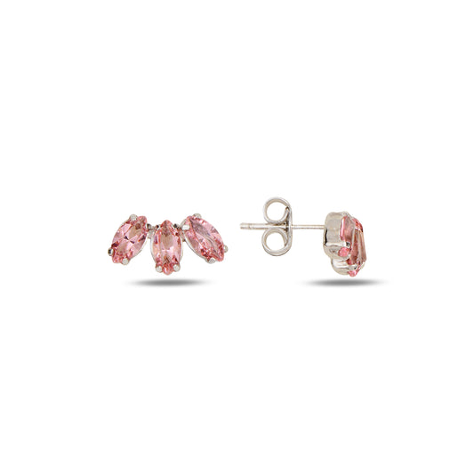 Swarovski NEPTUNE Trio silver earrings with white rhodium and pink crystal