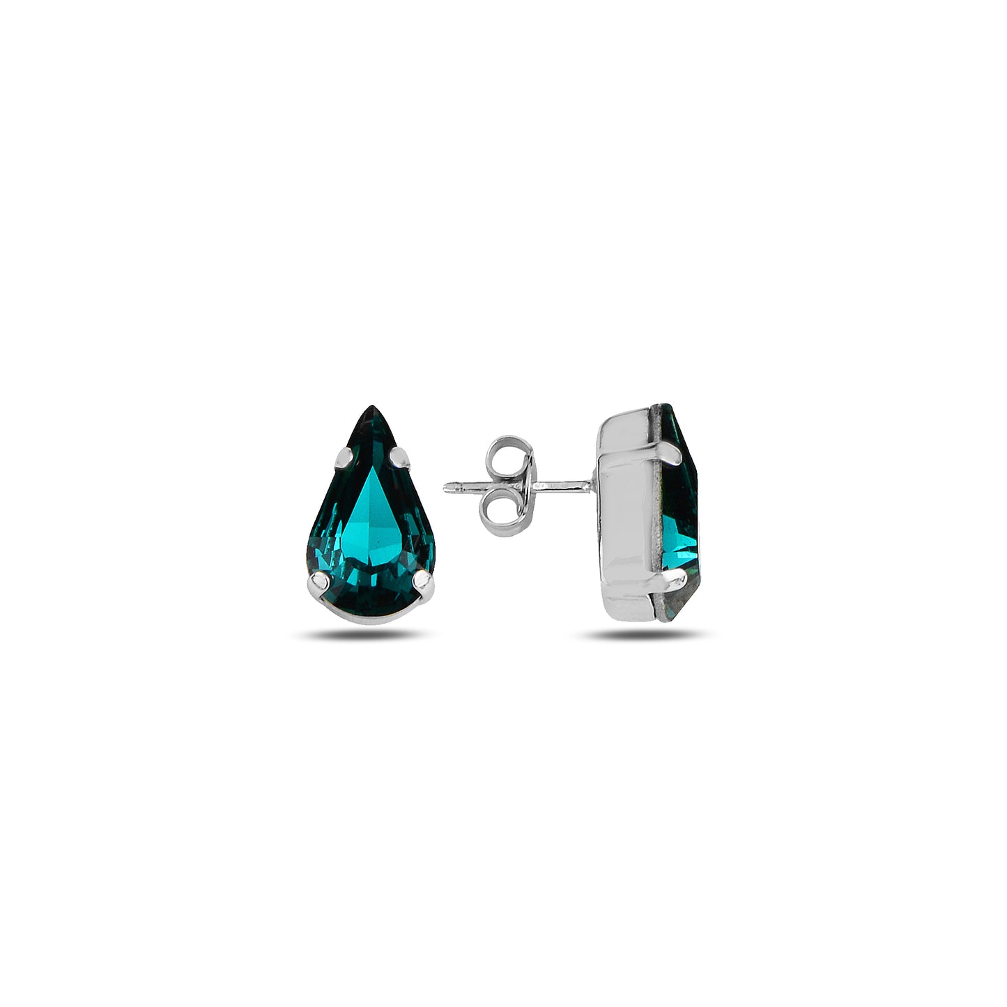 Swarovski PERA silver earrings with white rhodium and green crystal