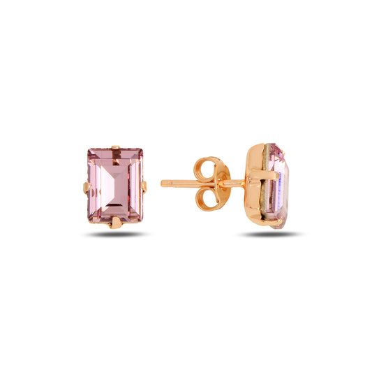 Swarovski SIENNA Baguette-Silberohrringe mit Roségold und Rosékristall