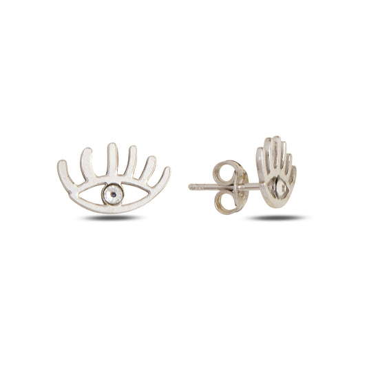 Swarovski VESTA Eye silver earrings with white rhodium