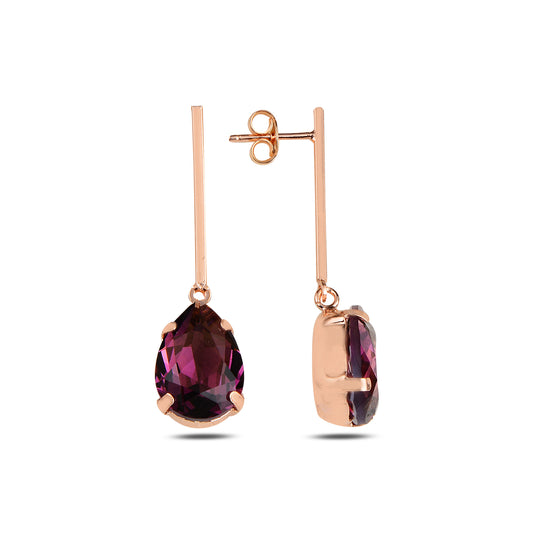 Swarovski LUCIA silver drop earrings with rose gold and purple crystal