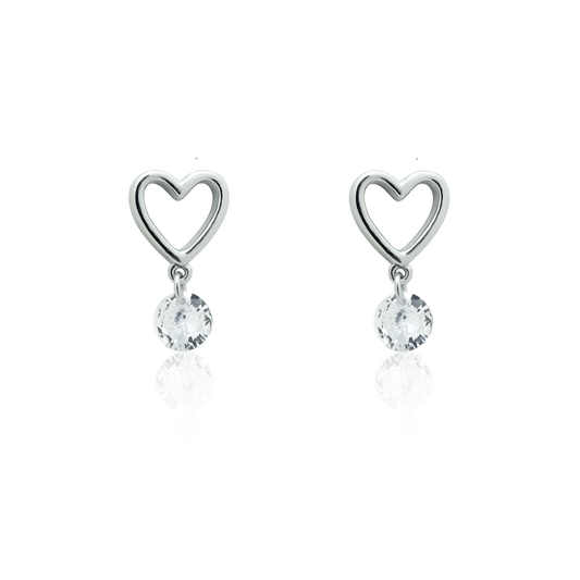 Silver dangling earrings Hearts