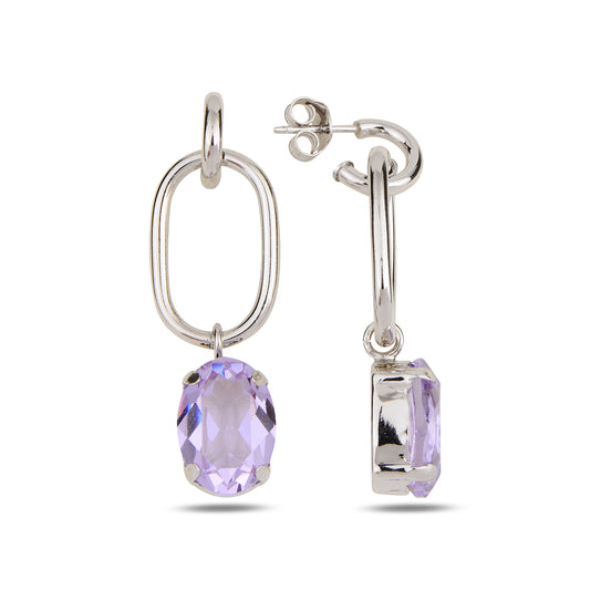 Swarovski LUNA silver dangle earrings with white rhodium and purple crystal