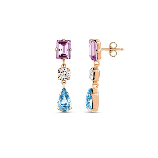 Swarovski PERA Ohrhänger aus blauem und rosa Kristallsilber