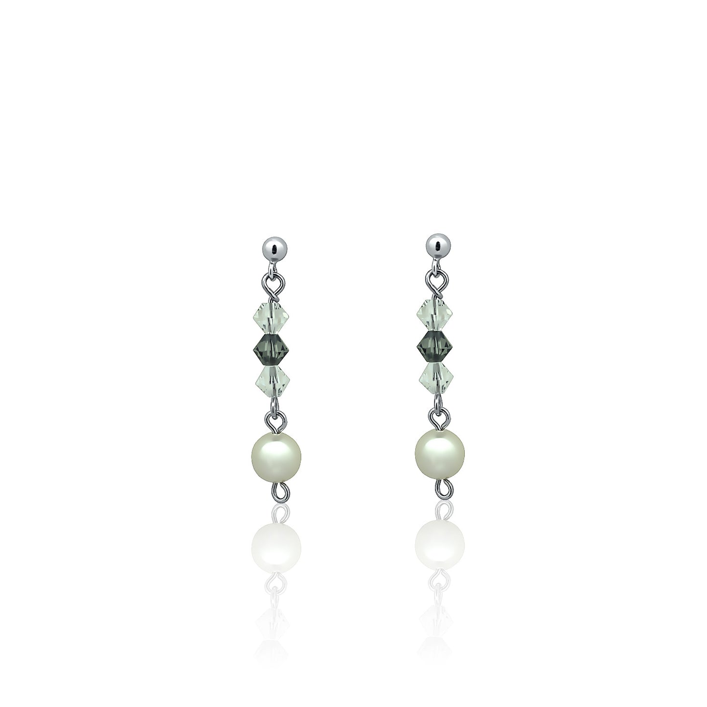 Silver dangling earrings Swarovski Teckla white gold