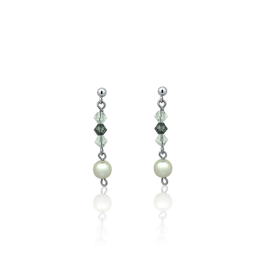 Silver dangling earrings Swarovski Teckla white gold