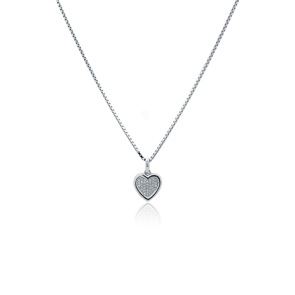 Silver Necklace Shiny Heart