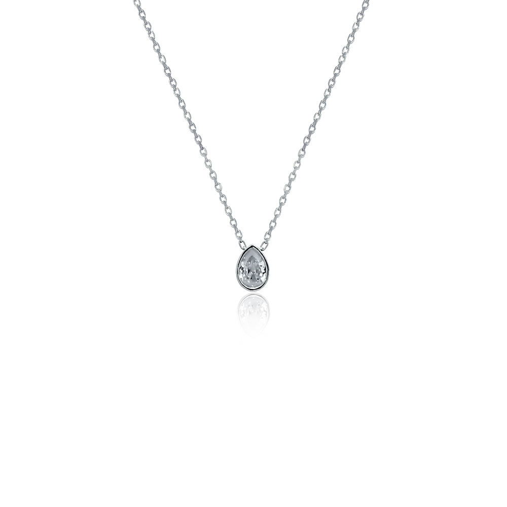 Silver necklace Crystal drop