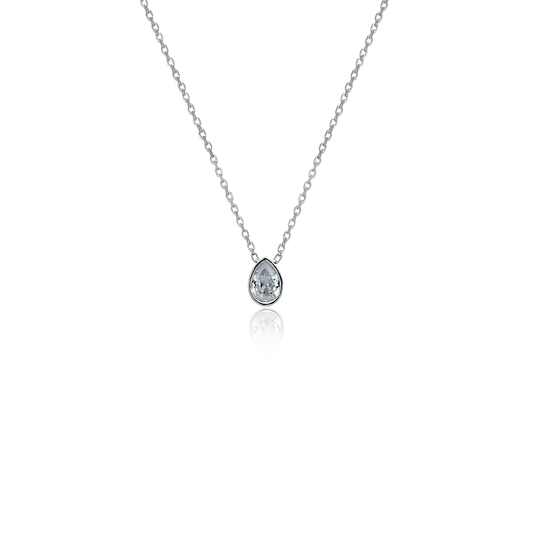 Silver necklace Crystal drop