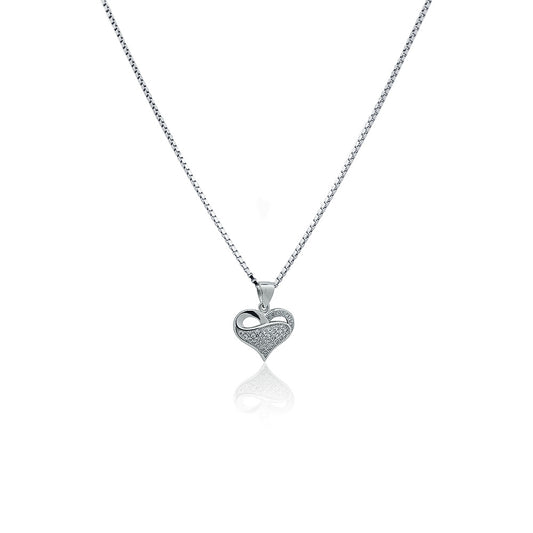 Crystal heart silver necklace