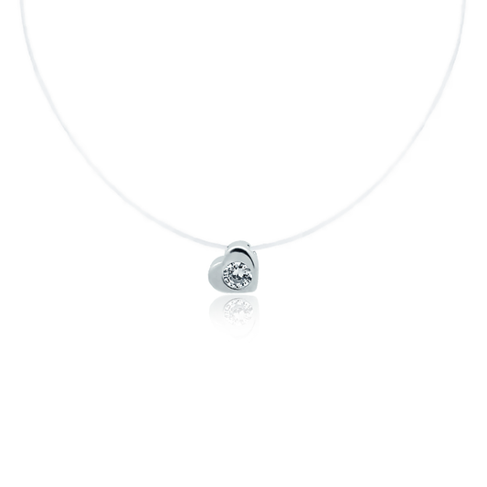 Transparent Silver Cord Necklace Gentle Heart