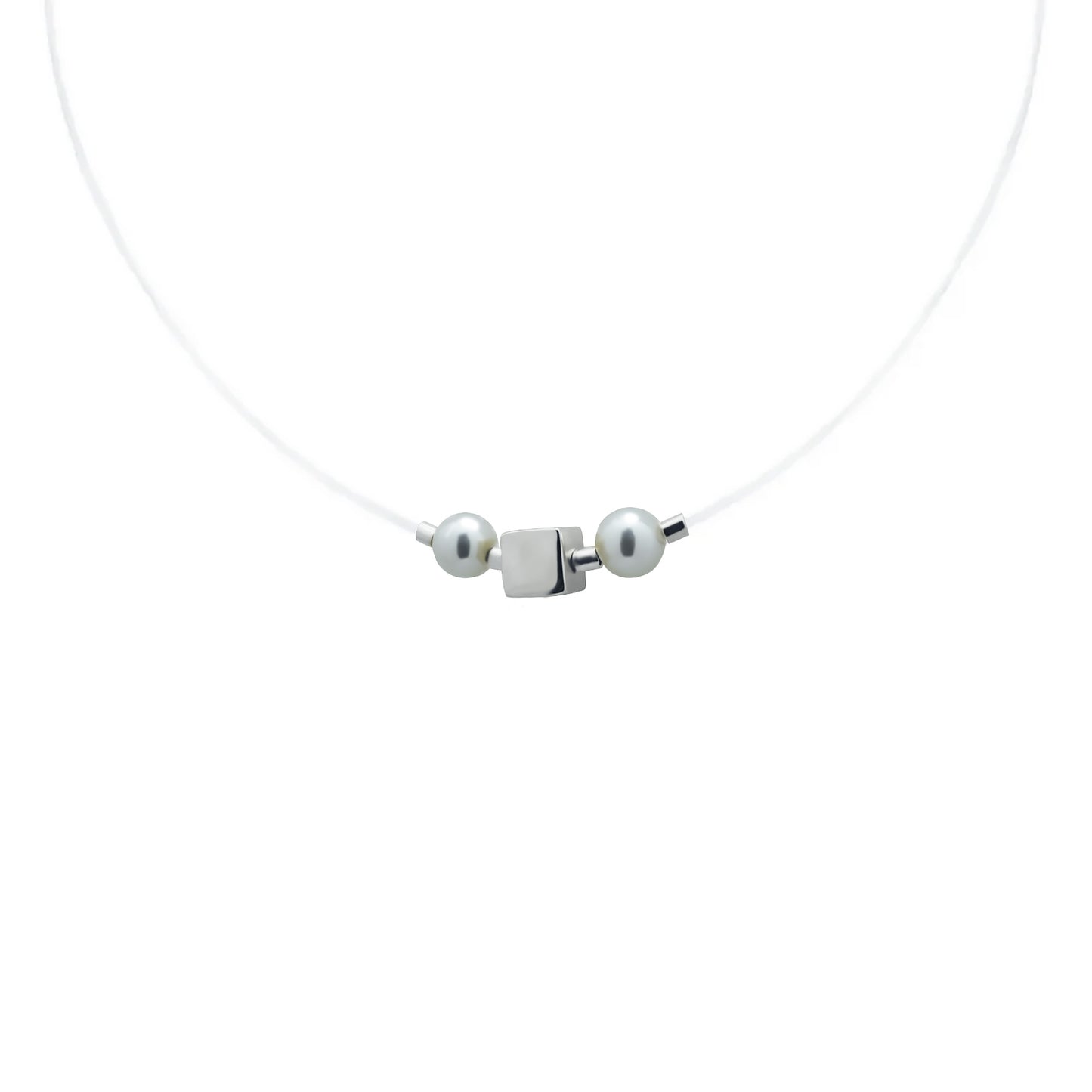 Silver necklace on Swarovski Byda white gold cord