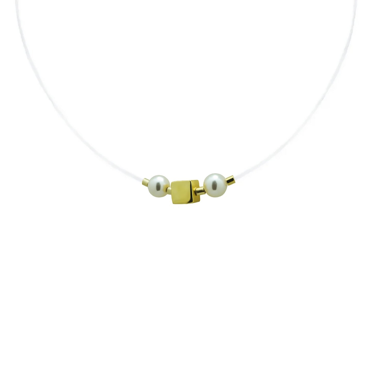 Silver necklace on Swarovski Byda yellow gold cord