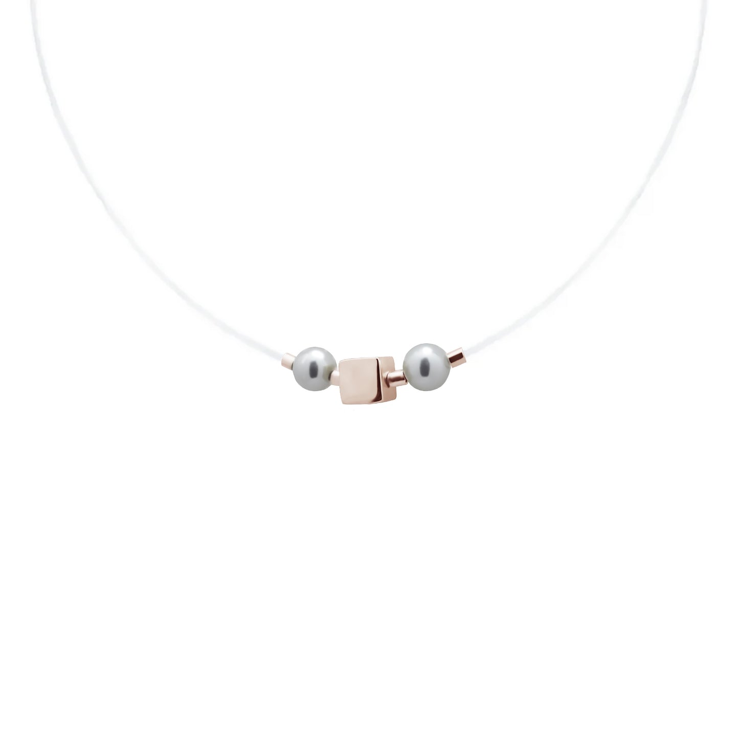 Silver Swarovski Byda cord necklace rose gold