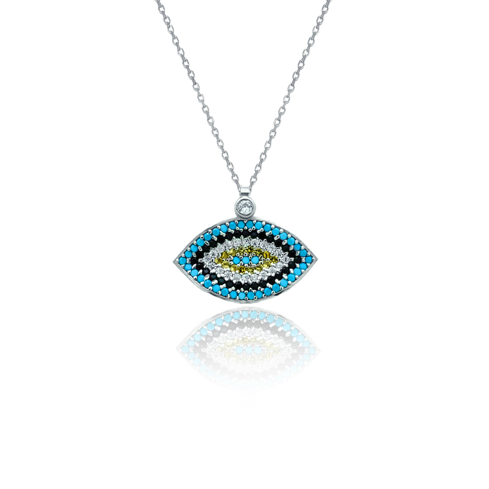 Silver necklace with stones Blue eye