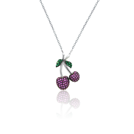 Silver necklace Juicy cherry