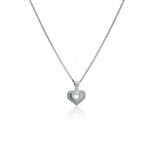 Silver necklace Stylish heart