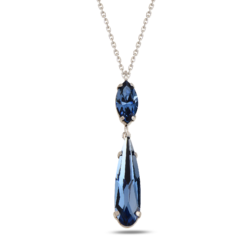 Swarovski DIANA blue crystal silver necklace