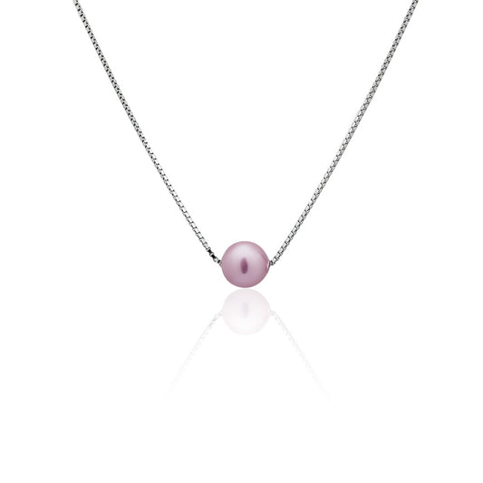 Silver necklace on a pink Swarovski Pearl chain