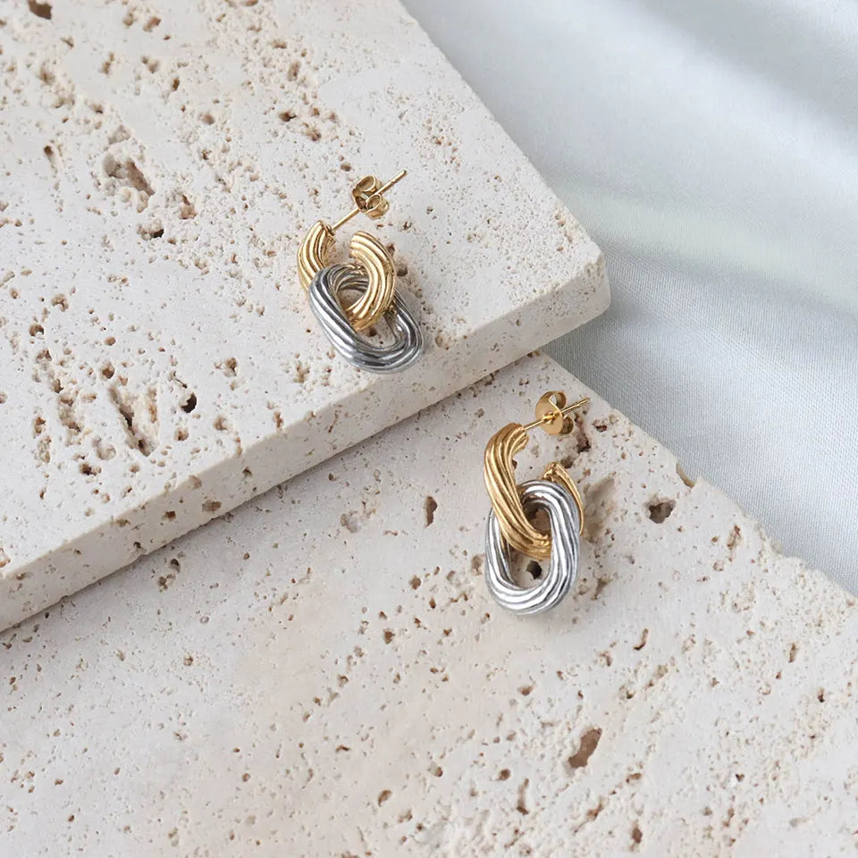 Stainless steel earrings with 18k gold plating Sincerity